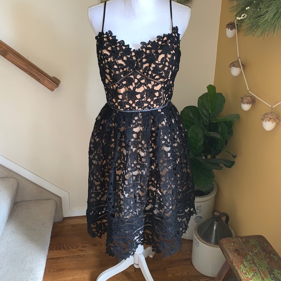 Ark & Co Dresses & Skirts - Ark & co black nude lace fit flare cocktail dress